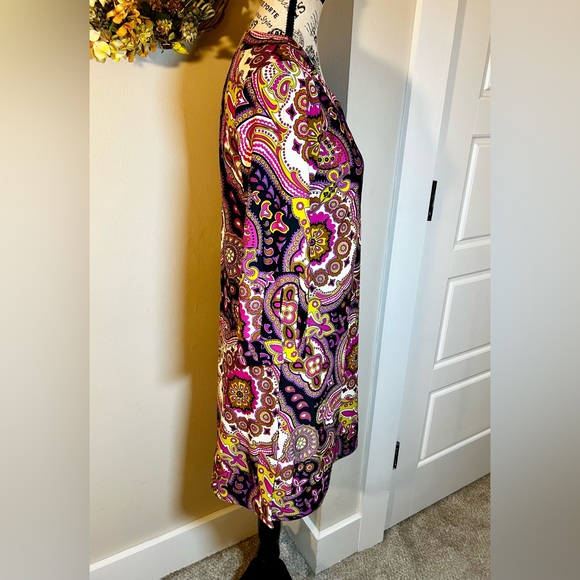 JUDE CONNALLY Megan V-Neck 3/4 Sleeve  Boysenberry Medallion Print Dress Sz S - Picture 8 of 11